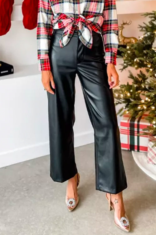 Valeria | Pantalón Recto de Polipiel Premium