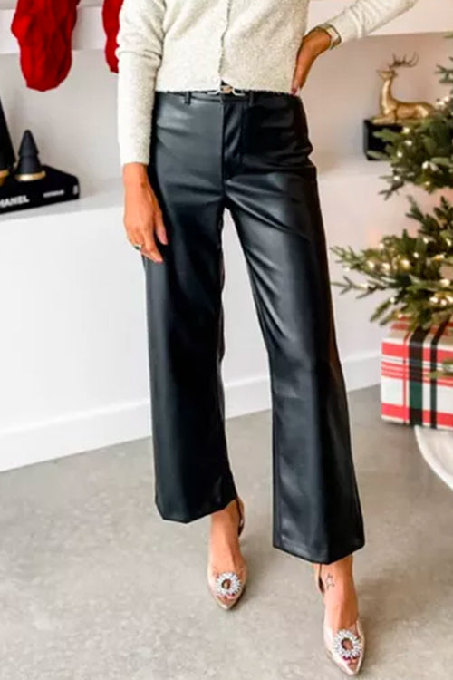 Valeria | Pantalón Recto de Polipiel Premium