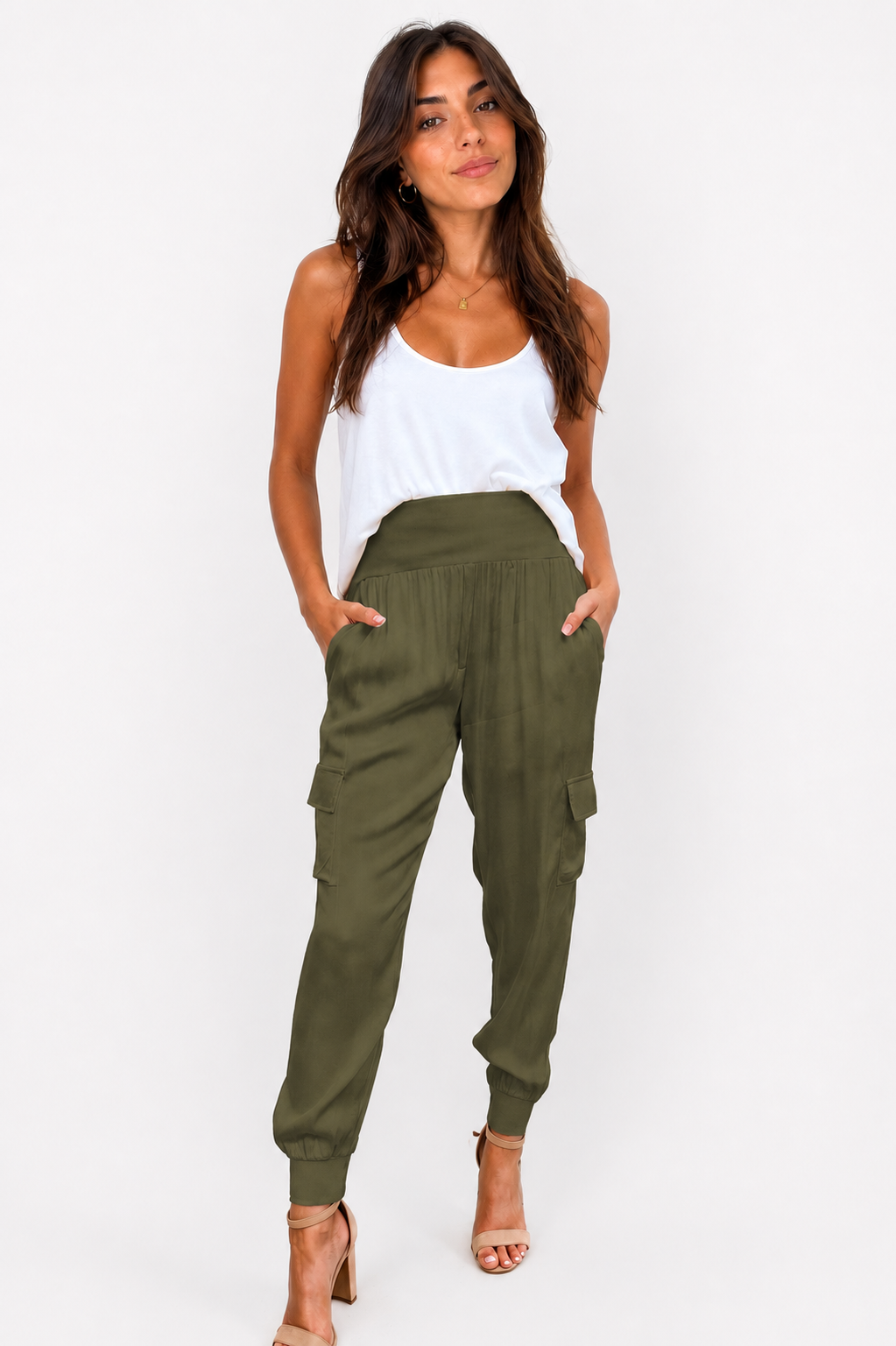 Pantalón Satinado de Cintura Alta