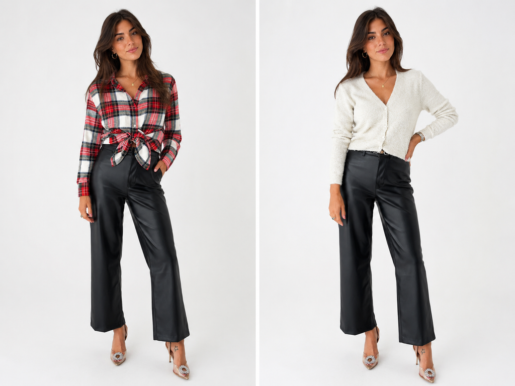 Pantalón Recto de Polipiel Premium