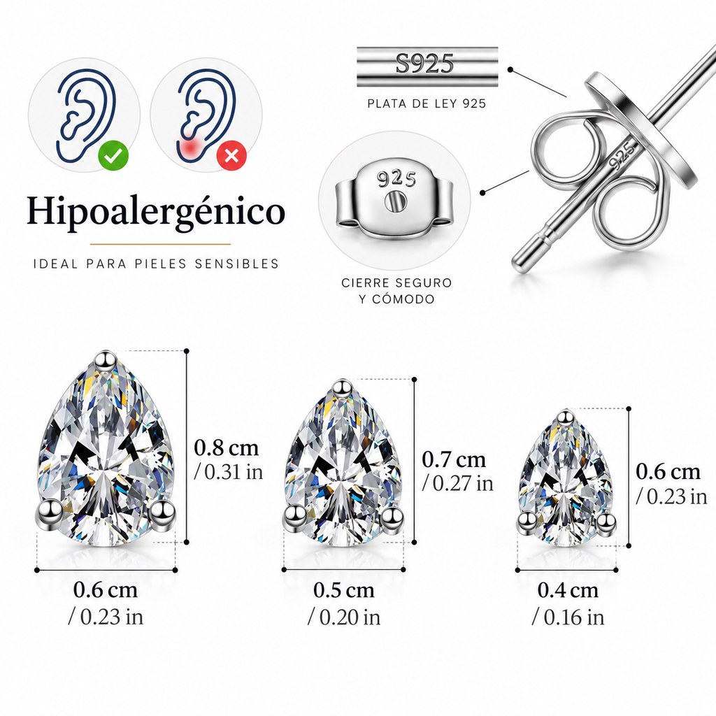 Pendientes de Gota de Plata 925 con Circonita FOEXA