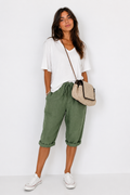 Pantalones capri de algodón y lino