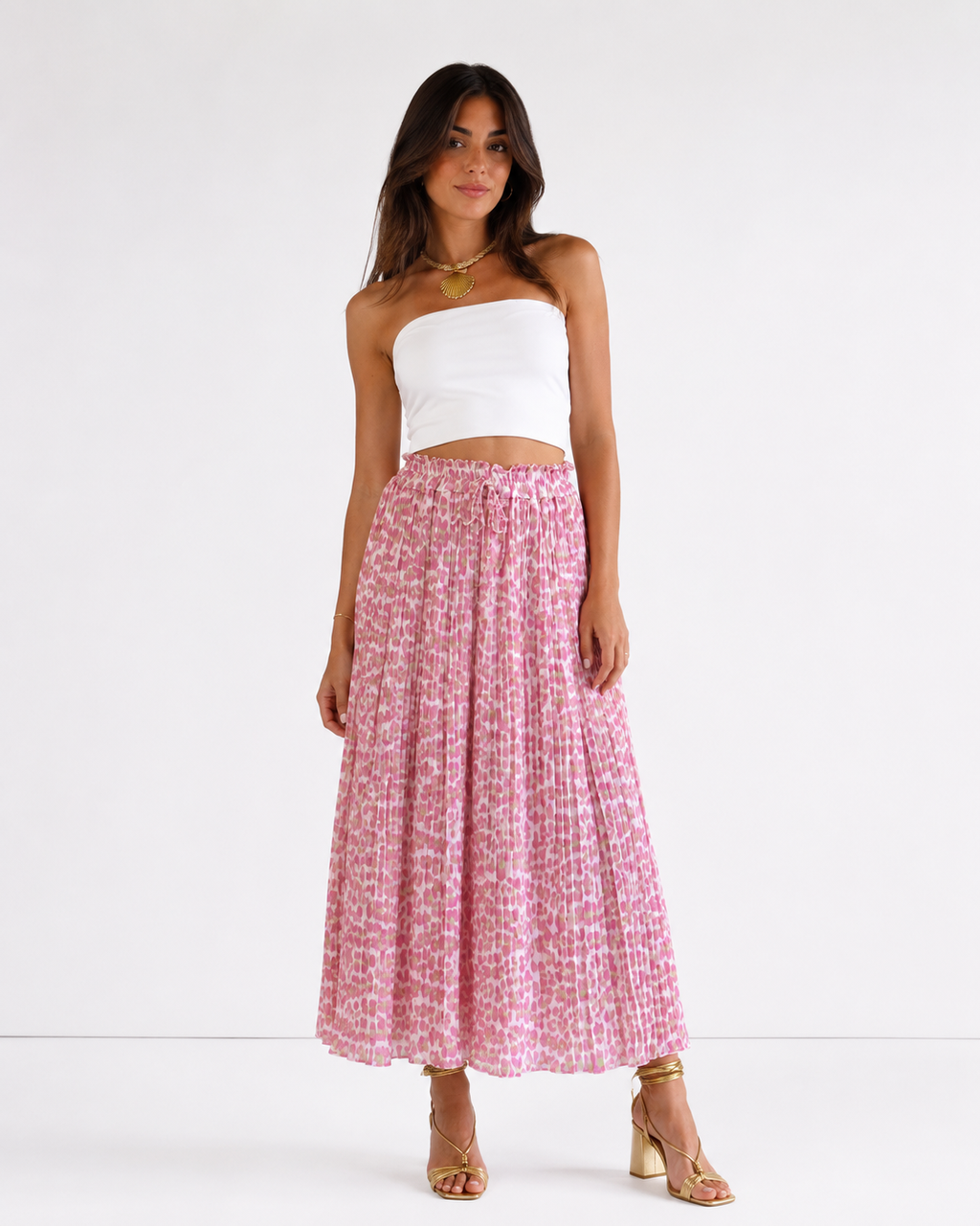 Pantalón plisado Leopardo Rosa