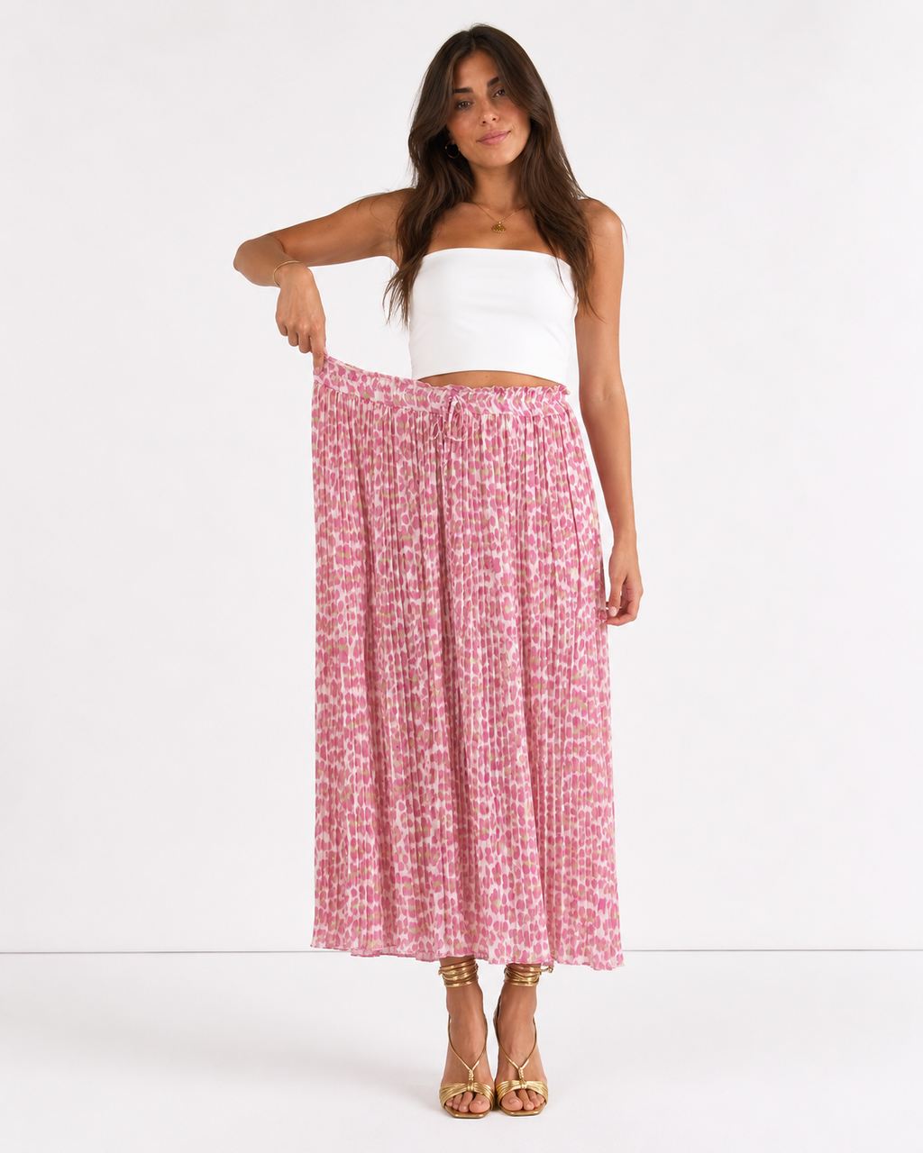 Pantalón plisado Leopardo Rosa