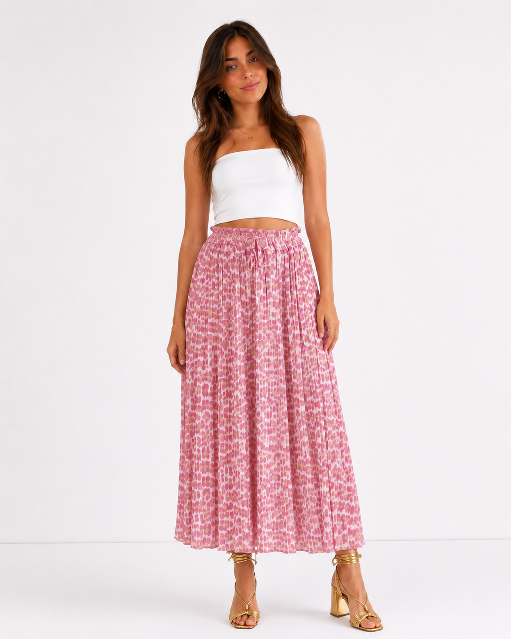 Pantalón plisado Leopardo Rosa
