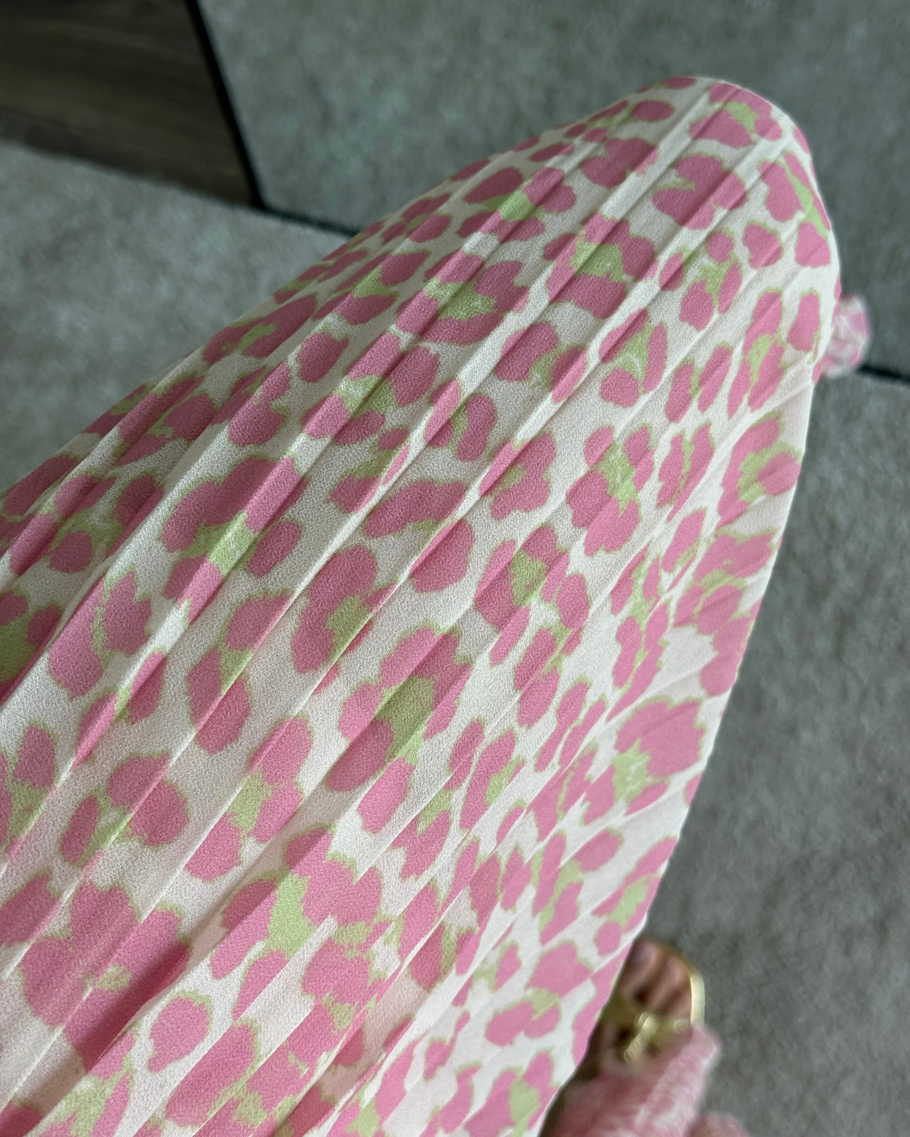 Pantalón plisado Leopardo Rosa