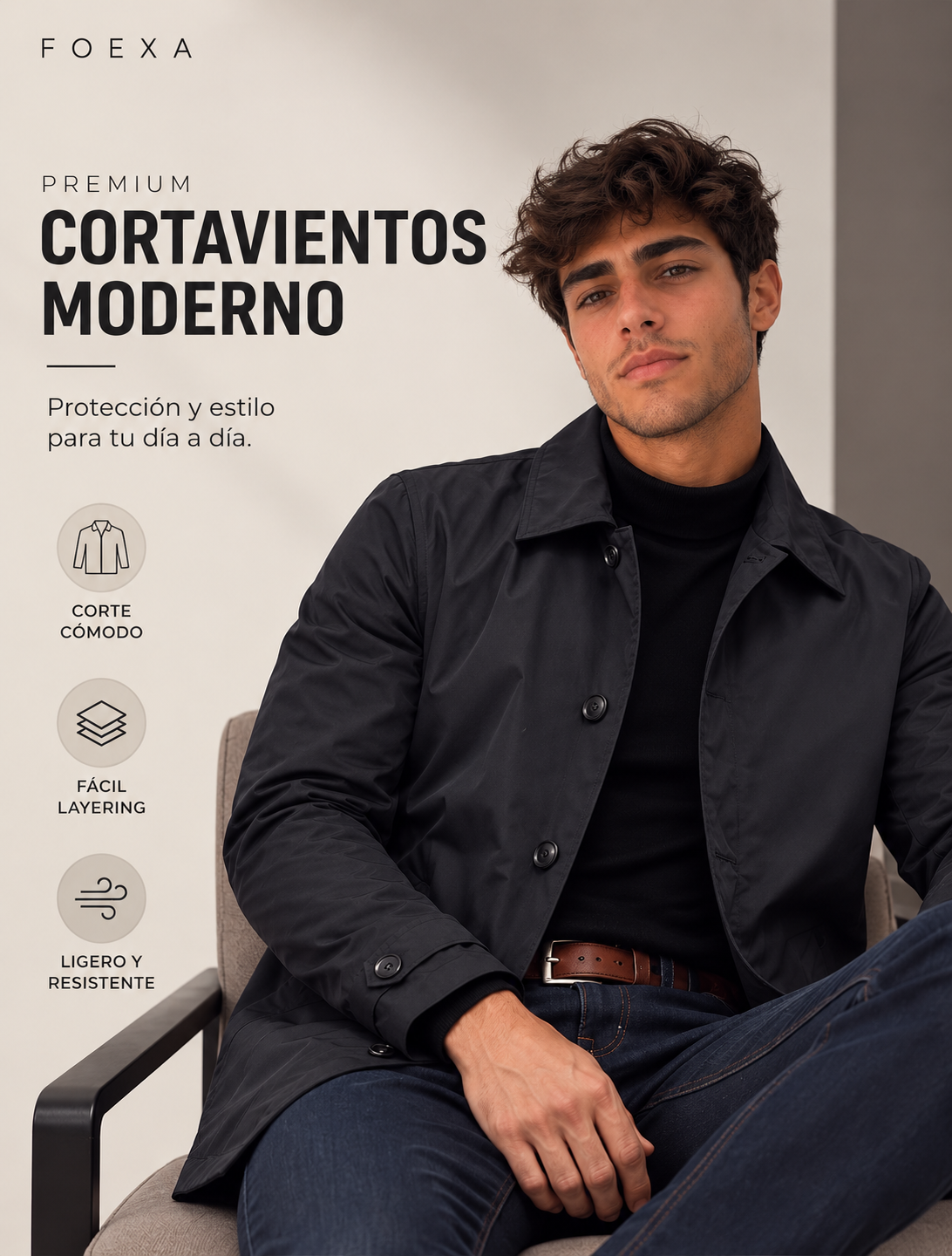 FOEXA | Cortavientos Impermeable Elegante para Hombre